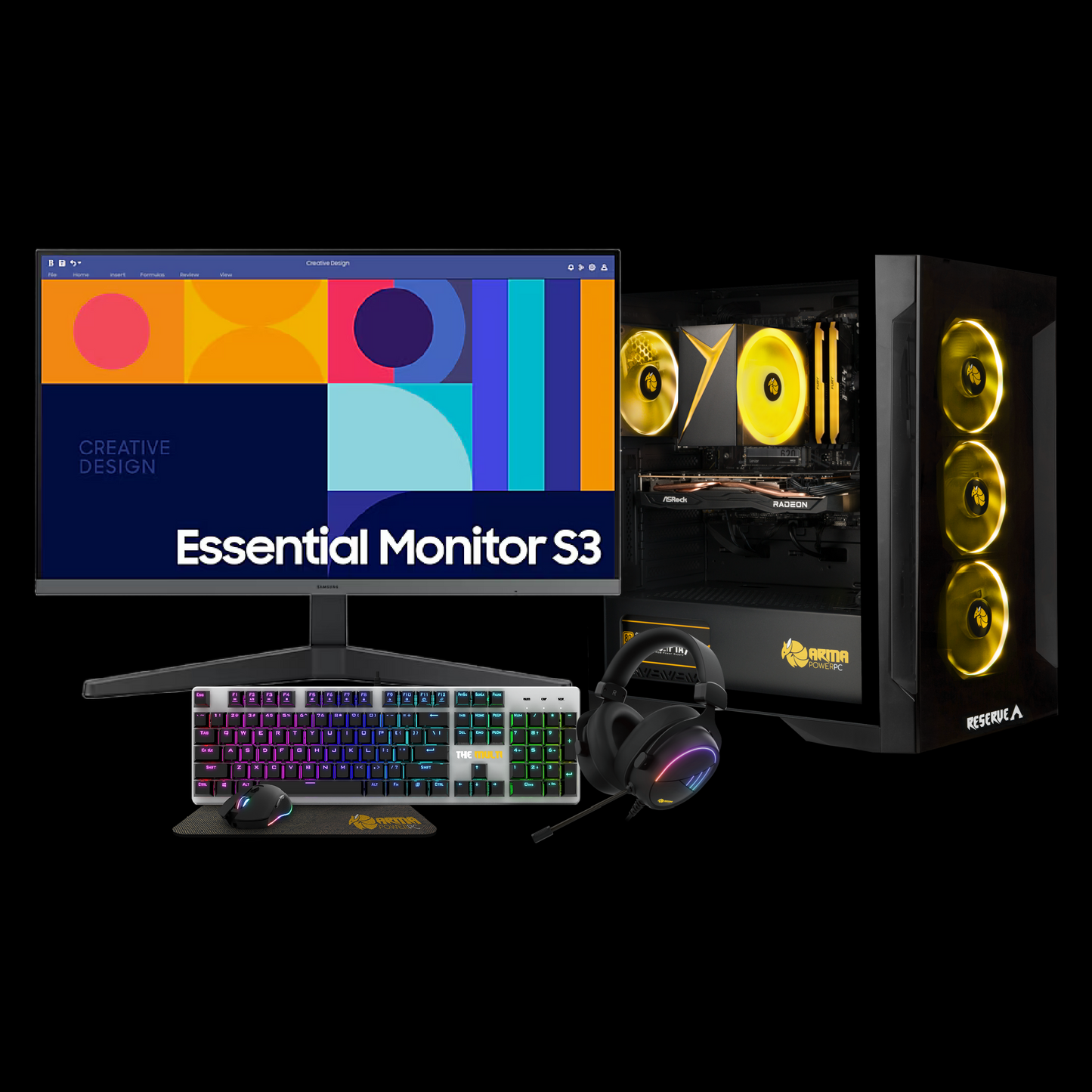 GAMING BUNDLE THE RESERVE R1 Desktop PC Computer BUNDLE with Keyboard + Mouse + Monitor (Everything Included)