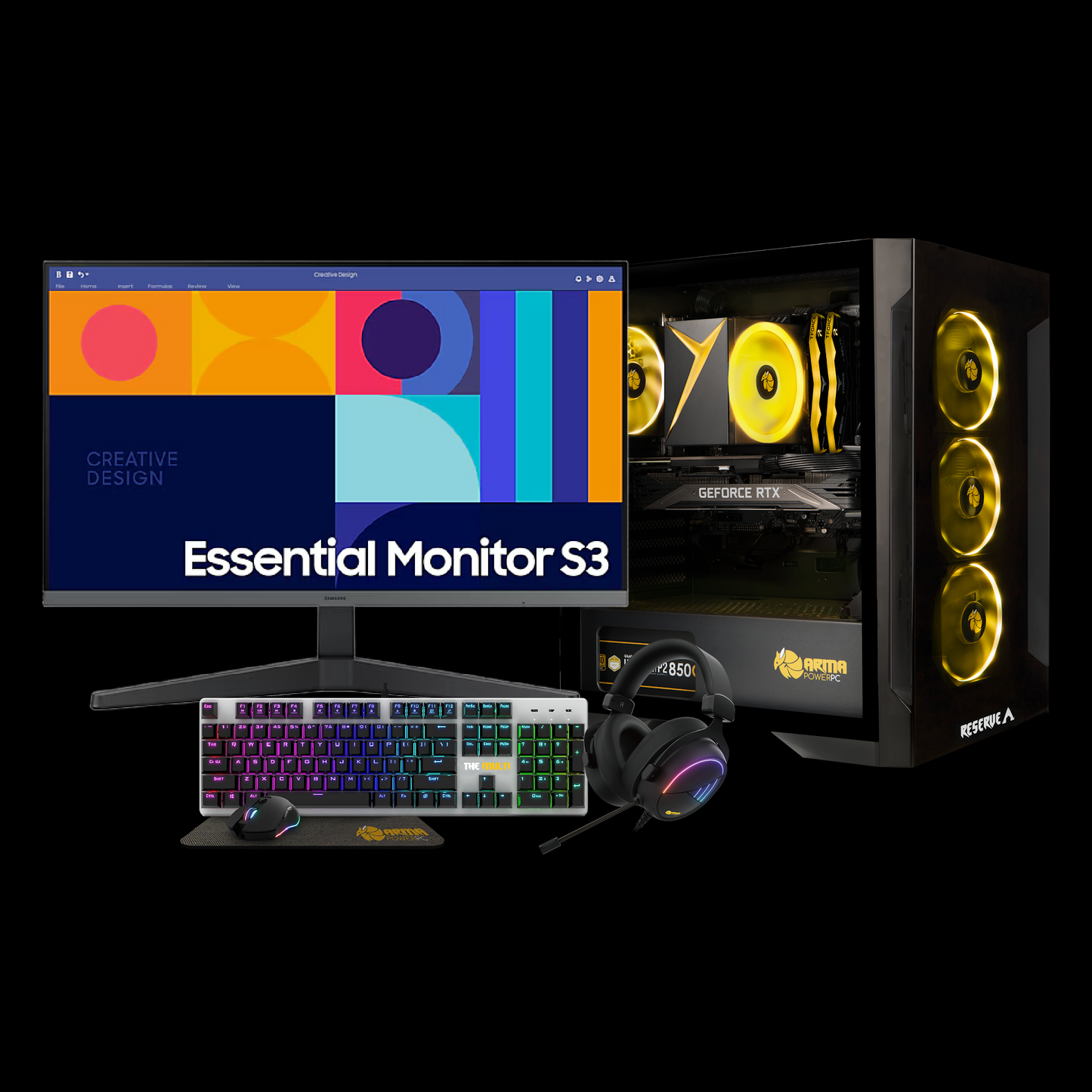 GAMING BUNDLE THE RESERVE N1 Desktop PC Computer BUNDLE with Keyboard + Mouse + Monitor (Everything Included)