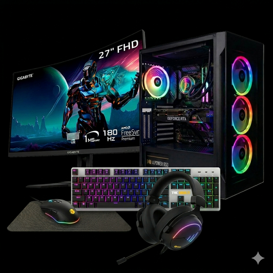 BUNDLE RESERVE ATLAS N1 Desktop PC (Computer + 27" Curved Screen + Keyboard + Mouse + Headset)